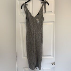 Vici Charcoal Tie-Strap Midi Dress